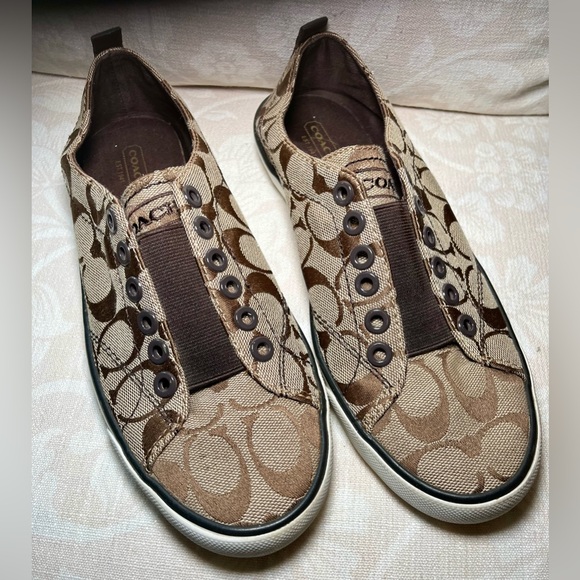 Vintage Coach Brown Slip On Sneakers - Picture 1 of 6